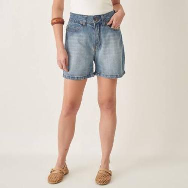 Imagem de Bermuda Jeans Cintura Alta Azul Médio - Bloom, Jeans médio, 48