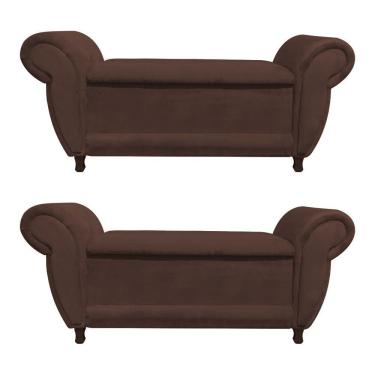 Imagem de Kit 02 Recamier Com Baú Itália Suede Marrom