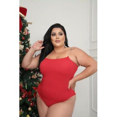 Imagem de Body Plus Size Regata Alcinha com Brilho - luh may, Vermelho, G1