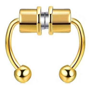 Imagem de Piercing De Nariz Septo Dourado Com Imã Sem Furo Aço Inoxidável Unissex