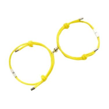 Imagem de Par Pulseiras Conexão Casal E Amizade Sol E Lua Magnética Amarelo