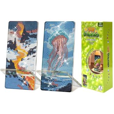 Imagem de NIHO-JIUMA Kits de suporte de telefone Diamond Art, suporte de telefone e espelho de pintura de diamante DIY, presente para adultos/mulheres/adolescentes (magma e mar)