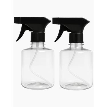Imagem de Kit 2 Frasco Cilindrico Borrifador Spray Preto Pulverizador com Válvula Multiuso Transparente 250ml