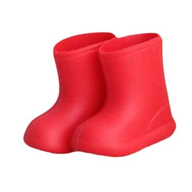 Imagem de oshhni Mini botas de chuva simulação para bonecas BJD 1/12 brinquedo sapatos de boneca fofos acessórios de casa de bonecas para crianças brincadeira de faz, Vermelho