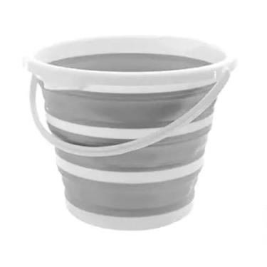 Imagem de Balde Dobrável Retrátil Flexível De Silicone 10 Litros Cor Cinza Com Alça