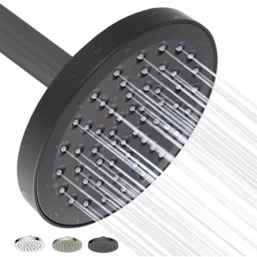 Imagem de SUPPLYGIANT Chuveiro de alta pressão, chuveiro de chuva com acabamento preto fosco, 2,5 GPM, chuveiro de chuva fixo função única, rosto de 16,5 polegadas