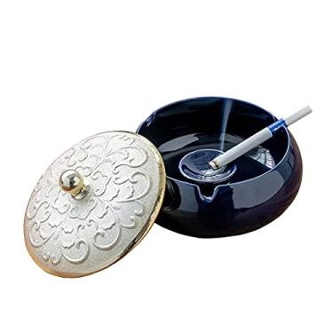 Imagem de Cinzeiro de ervas daninhas cinzeiro criativo com coluna central bandeja de cinzas mate de ouro com cobertura anti-mosca cinza cinzeiro casa sala de estar ashtrey cinzeiros para cigarros (C)