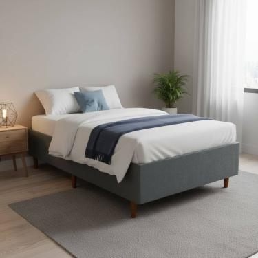Imagem de Base Cama Box Solteiro Padrão 88x188x37 Cor Cinza