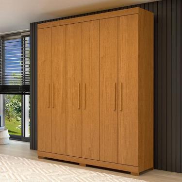 Imagem de Guarda-Roupa Casal Lana 6 Portas 2 Gavetas 100% Mdf Cinamomo - Acp Móveis