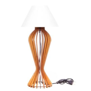 Imagem de Abajur de Mesa Luxo Diamante 53cm | Luminária Decorativa em MDF com Cúpula Plástica | E27 para Quarto e Sala Elegante (BRANCO)