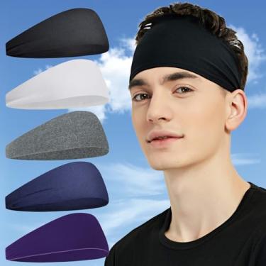 Imagem de Bandanas esportivas masculinas e femininas (9 peças), tiaras de fitness com absorção de umidade para corrida, ciclismo, futebol, ioga, faixas de cabelo que absorvem o suor, faixas de cabelo masculinas