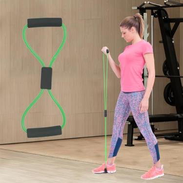 Imagem de Bandas de resistência, faixas de exercício para mulheres e homens, faixas de resistência em 8 formas para braços, expansor de peito, corda de puxar para ioga, academia, fitness, corda elástica de 8