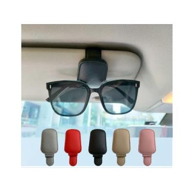 Imagem de Porta-óculos de sol para viseira de carro, clipe magnético de couro para cartão de bilhete - acessórios para viseira de carro (preto)