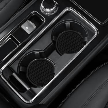 Imagem de Pacote com 4 porta-copos de carro, suporte universal antiderrapante de 7 cm para carro, tapete de copo de PVC, porta-copos de carro para mulheres (preto)