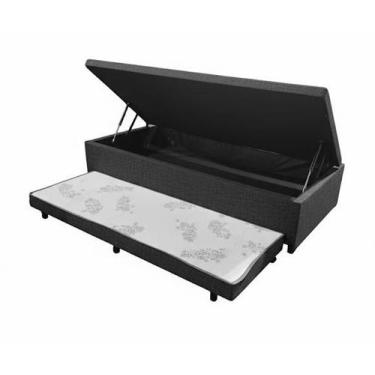 Imagem de Cama Box baú solteiro com auxiliar linho 88x188 - k-house, grafite