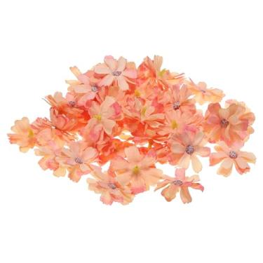 Imagem de Cabeças de flores artificiais multicamadas de 4,5 cm, pacote com 50 cabeças de flores falsas de seda multicamadas para decoração de buquê floral de casamento, faça você mesmo, laranja