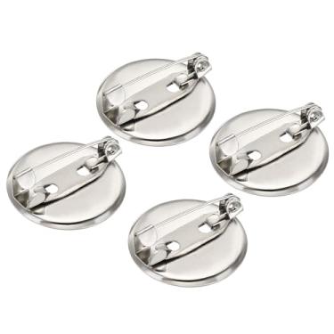 Imagem de Generic 100 peças de pinos de fecho de broche base de disco bandejas em branco de 19 mm para crachás de identificação, cartões de nome, etiquetas de artesanato DIY, tom prateado
