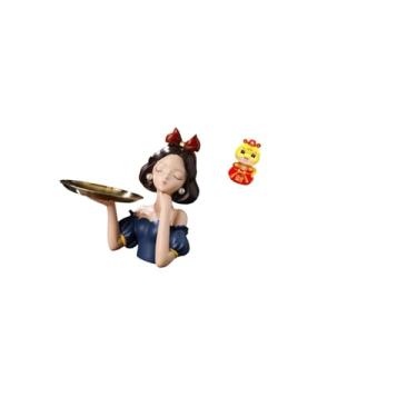 Imagem de Fenteer Estátua de Princesa de Resina de Arte Moderna, Porta-chaves, Bandeja, Armazenamento de Doces Multiuso, Ornamento Fengshui, Estatueta para Sala de Esta