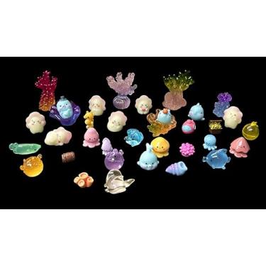Imagem de Mini ornamentos de animais de resina oceânica, conjunto de estatuetas em miniatura, enfeites fofos para fazer garrafas, faça você mesmo, decoração de artesanato de paisagem de aquário de peixes, 35