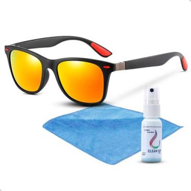 Imagem de Kit Óculos De Sol Polarizado Proteção UV Spray e Flanela Limpa Lente -