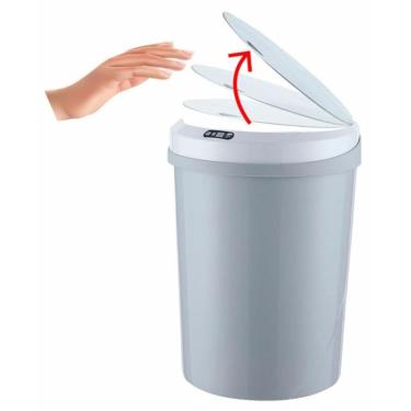 Imagem de Lixeira Automática Redonda 12 Litros Com Sensor Cinza