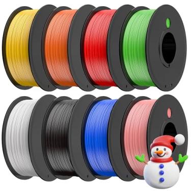 Imagem de Pacote de filamentos de impressora 3D Filamento PLA de 1,75 mm, selado a vácuo, 2 kg no total, 0,25 kg por carretel, pacote com 8, preto/branco/vermelho/amarelo/rosa/azul/laranja/verde