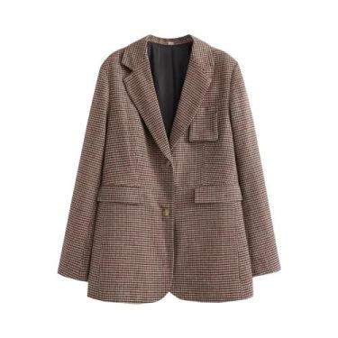 Imagem de Conjunto De Duas Peças Com Casaco De Couro Solto E Saia Plissada Larga