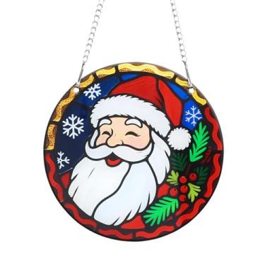 Imagem de Apanhadores de sol para janela interna para o Natal - Papai Noel acrílico arco-íris Suncatcher janela pendurada decoração de Natal para jardim e casa