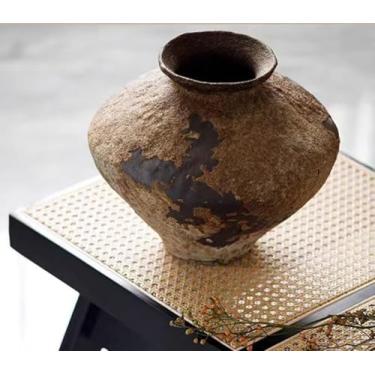 Imagem de Vaso de cerâmica rústico, vaso de flores vintage, vaso rústico, vasos decorativos de fazenda para decoração de casa, mesa, sala de estar, prateleira (marrom)