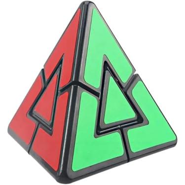 Imagem de Cubo Mágico Pirâmide, 3x3x3, Cores Neon, Formato Triangular, para Crianças a partir de 3 Anos, Quebra-Cabeça Desafiador