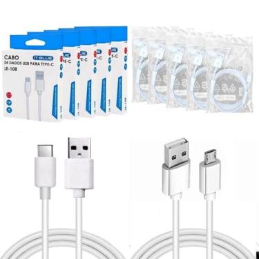 Imagem de Kit 10 Cabos para Celular 5 Micro USB e Tipo C USB-C ATACADO - It-Blue