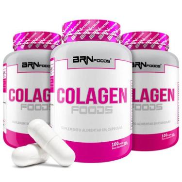Imagem de Kit Colágeno Hidrolisado 300 Cápsulas 3 Foods 100Caps - Brn Foods