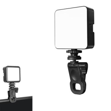 Imagem de Luz de selfie com 3 suportes de sapata fria, videoconferência/vlog/fotografia/gravação de vídeo/transmissão ao vivo, kit de iluminação com clipe para telefone/tablet/laptop/câmera