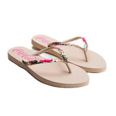 Imagem de Chinelo Coca Cola Aloha Feminino Bege