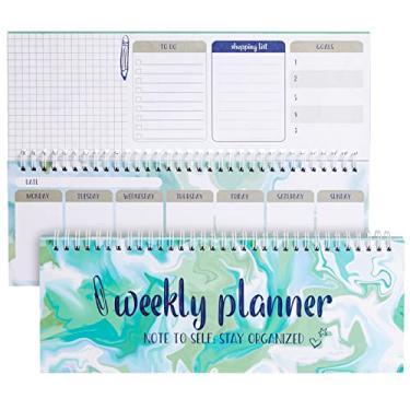 Imagem de Planner semanal – bloco de agenda semanal em espiral, calendário de mesa não datado, listas de tarefas, lista de compras, planejamento de refeições, agenda de livros de compromisso, para professores, estudantes, agenda de aula, 29 x 10 cm