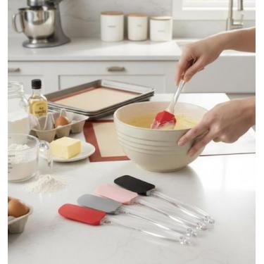 Imagem de Espátula de Silicone Cabo Transparente Mexer Pão Duro 23,5cm - Top Uti