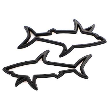 Imagem de Carrun 2 peças de emblema de tubarão oco emblema de carro premium para para-choque de carro porta-malas para Chevrolet Camaro CorvetteCARRUN preto CR-SH