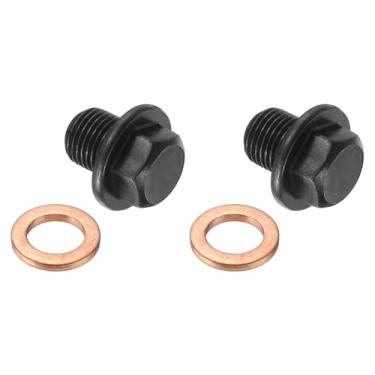Imagem de PATIKIL M10 x Encaixe de plugue de tubo métrico de 1 mm, 2 peças de soquete de cabeça hexagonal externa flange macho conector adaptador de tampa de tubo com arruela de cobre para vedação de óleo gás