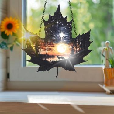 Imagem de Apanhador de sol colorido de acrílico, apanhador de sol estilo vitral impresso em folha de bordo com reflexos de arco-íris, decoração de janela pendurada, arte de parede, ornamentos de Natal para uso