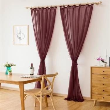 Imagem de Cortinas de tule sólido para sala de estar quarto moderno 2 m x 1 m cortina transparente multicolorido cortinas transparentes decoração de casa (café)