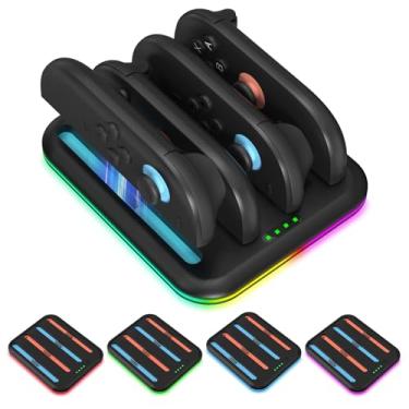 Imagem de Vilante Charging Dock for Nintendo Switch 2 Joy-Con Controllers, 4 in 1 Charge Station for Nintendo Switch 2 with 5 Light Modes Magnetic Fast Controller Charger for Joy Con 2 with LED Indicators
