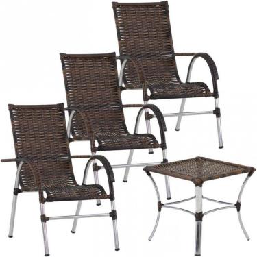 Imagem de 3 Cadeiras Vênus E Mesa Garden Para área Externa Trama Argila