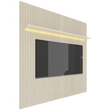 Imagem de Painel Para Tv 2.2 Ripado 3d Com Led Requinte Off White - Gelius Móveis
