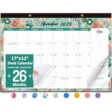 Imagem de Forvencer Calendário de mesa de 26 meses, floral 43 x 30 cm