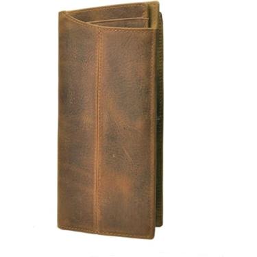 Imagem de Carteira dobrável de couro genuíno personalizada, porta-cartão fino com bloqueio RFID, presente com monograma para homens, design de bolso frontal, Marrom 3, Vintage