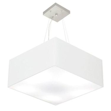 Imagem de Lustre Pendente Quadrado Vivare Md-4071 Cúpula Em Tecido 30/70x70cm - Bivolt Branco 127/220v