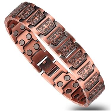 Imagem de Heavenly Metals Pulseira masculina de cobre puro – Estilo IronCross – 2 ímãs fortes de neodímio – joia magnética de cobre sólido – ajuste ajustável, caixa de presente e ferramenta de tamanho – Marca