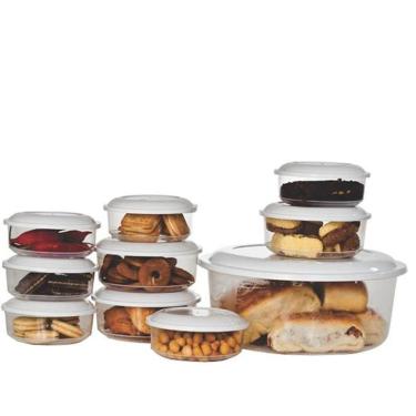 Imagem de Conjunto para mantimentos de plástico acompanha 10 vasilhas