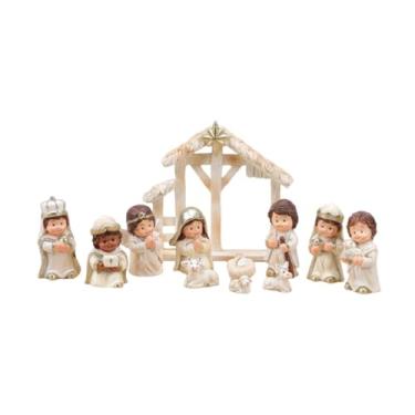 Imagem de Fenteer Conjunto de 12 peças de figuras de presépio de Natal, decoração com Jesus, item colecionável para festas natalinas.