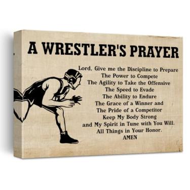Imagem de Wrestling Wall Art Decor a Wrester's Prayer Canvas Poster Dance Print emoldurado 28 x 35 centímetros para decoração de casa, quarto, dormitório, escritório, presentes de luta livre para homens, marido